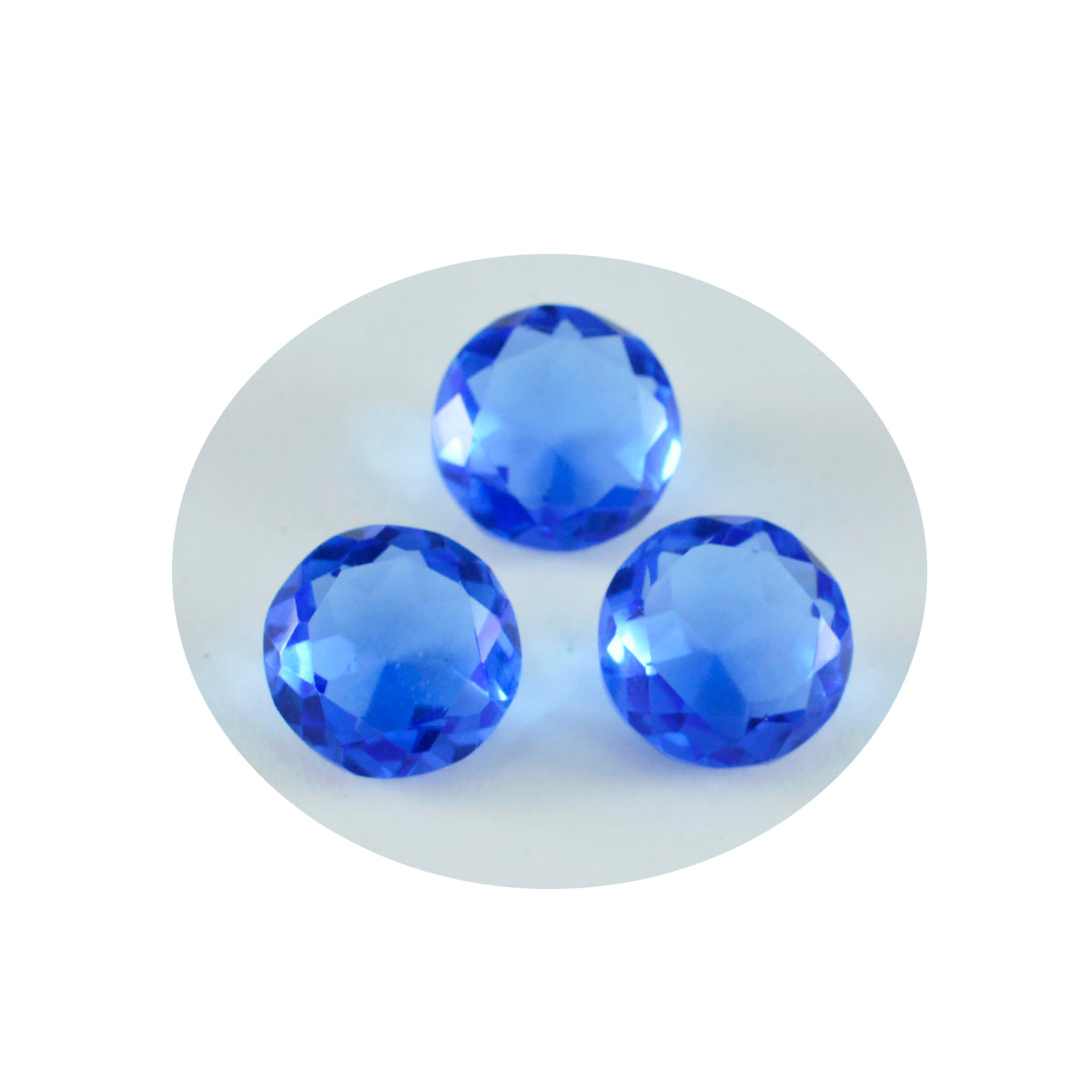 riyogems 1pc ブルー サファイア CZ ファセット 11x11 mm ラウンド形状かわいい品質の宝石