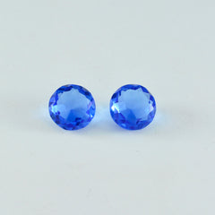 Riyogems 1 Stück blauer Saphir, CZ, facettiert, 12 x 12 mm, runde Form, Edelsteine von A-Qualität
