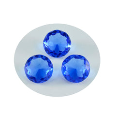 Riyogems 1PC Blue Sapphire CZ Faceted 14x14 mm Round Shape AAA Quality Gemstone