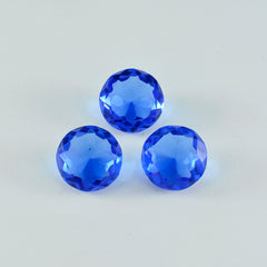riyogems 1pc saphir bleu cz facettes 14x14 mm forme ronde aaa qualité pierre précieuse