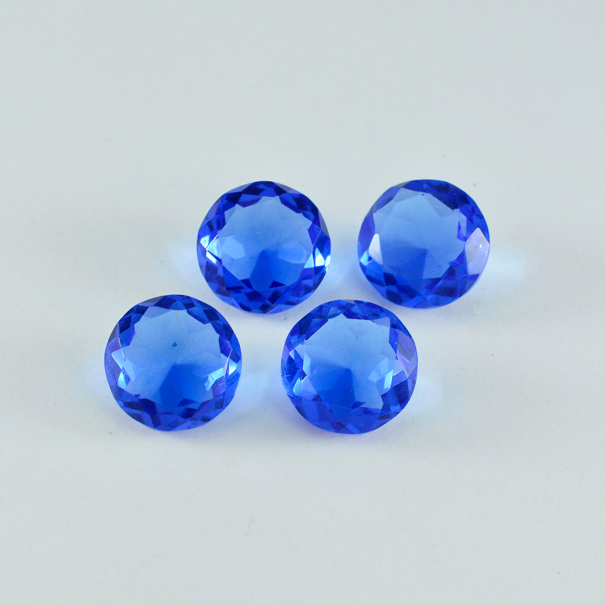 riyogems 1pc ブルー サファイア CZ ファセット 15x15 mm ラウンド形状 a+ 品質ルース宝石