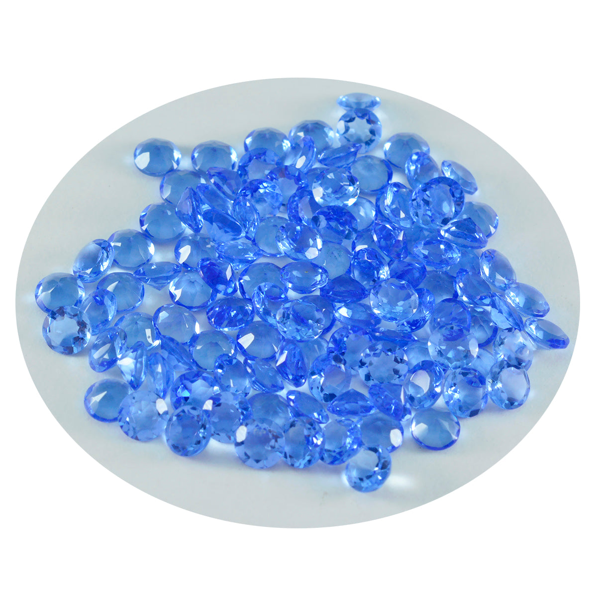 riyogems 1pc ブルー サファイア CZ ファセット 3x3 mm ラウンド形状の素晴らしい品質の宝石