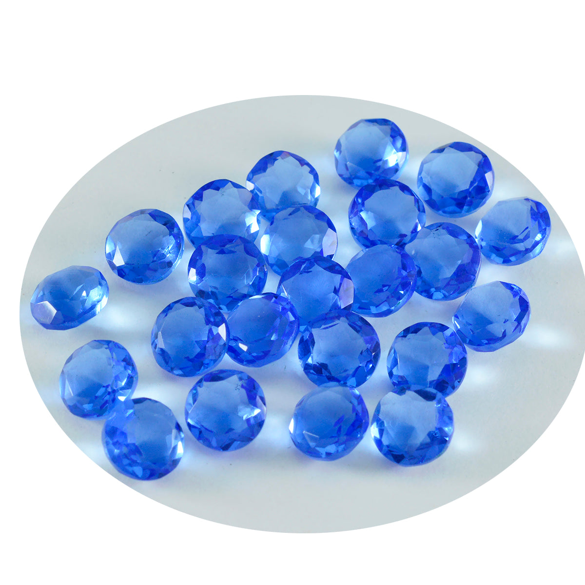 riyogems 1pc blue sappire cz faceted 4x4 mm round shape startling quality gems