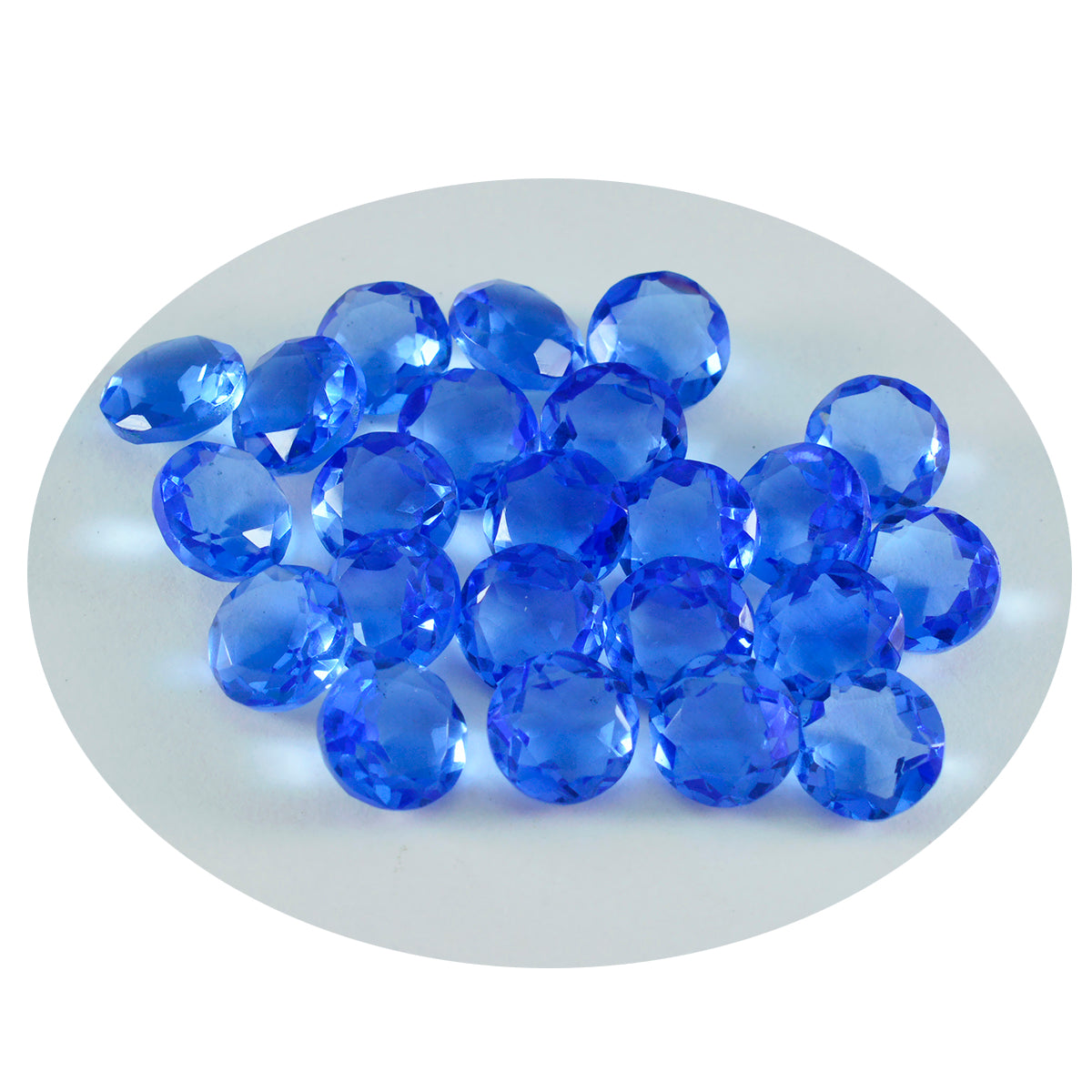 Riyogems 1 Stück blauer Saphir, CZ, facettiert, 5 x 5 mm, runde Form, wunderbarer Qualitätsstein