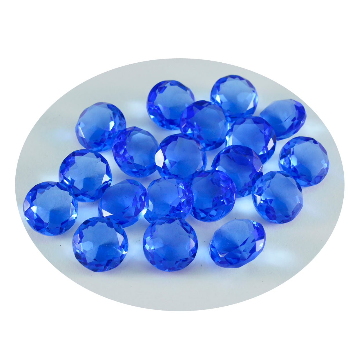 Riyogems 1 Stück blauer Saphir, CZ, facettiert, 6 x 6 mm, runde Form, süßer Qualitätsedelstein