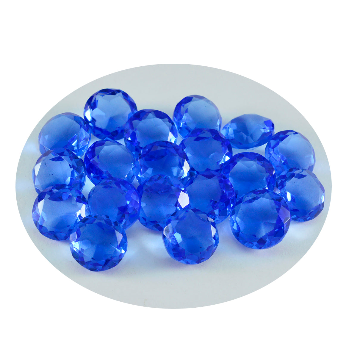 Riyogems, 1 pieza, zafiro azul CZ facetado, 8x8mm, forma redonda, gemas sueltas de calidad increíble