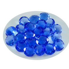 Riyogems 1 Stück blauer Saphir, CZ, facettiert, 9 x 9 mm, runde Form, Schönheitsqualität, loser Stein