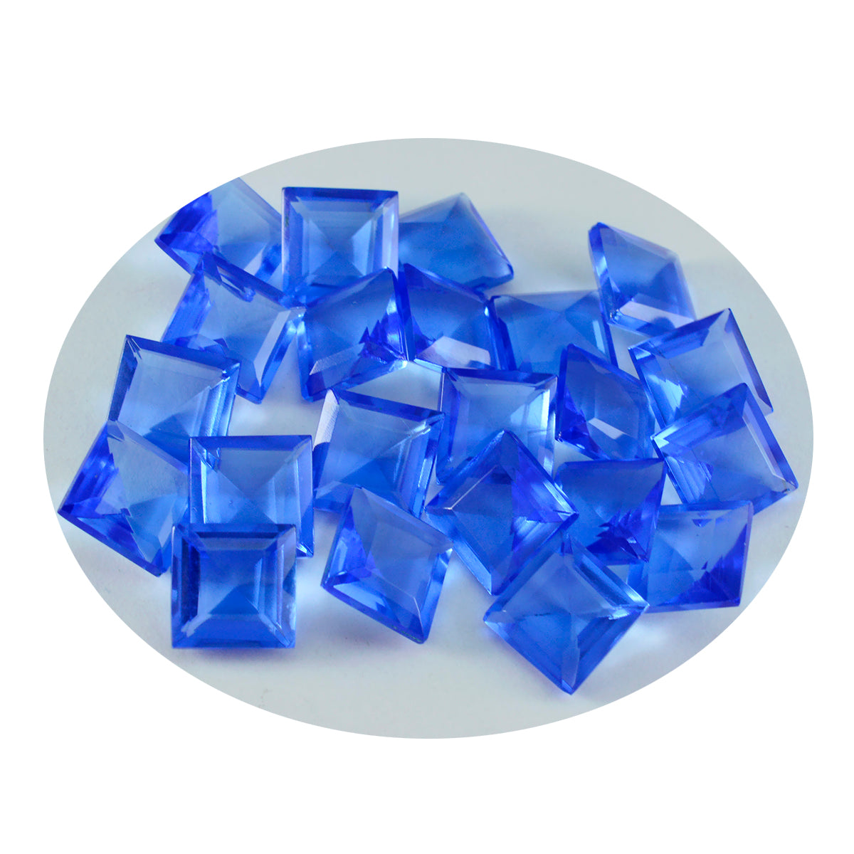 riyogems 1 st blå safir cz fasetterad 10x10 mm fyrkantig form stilig kvalitet lös pärla