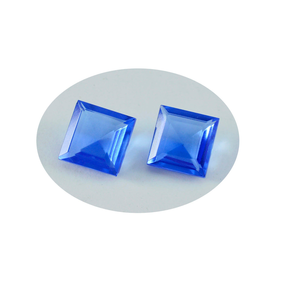 Riyogems 1pc saphir bleu cz facettes 13x13mm forme carrée excellente qualité pierre précieuse en vrac