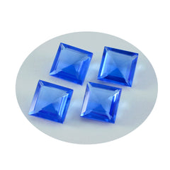 Riyogems 1pc saphir bleu cz facettes 15x15 mm forme carrée gemmes de qualité étonnante