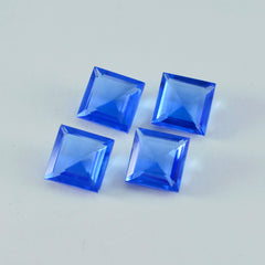 Riyogems 1 Stück blauer Saphir, CZ, facettiert, 15 x 15 mm, quadratische Form, Edelsteine von erstaunlicher Qualität