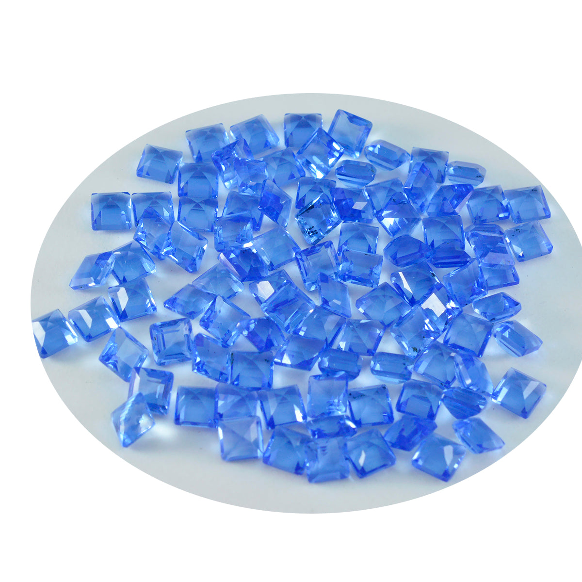 Riyogems 1 Stück blauer Saphir, CZ, facettiert, 3 x 3 mm, quadratische Form, A+1-Qualität, lose Edelsteine