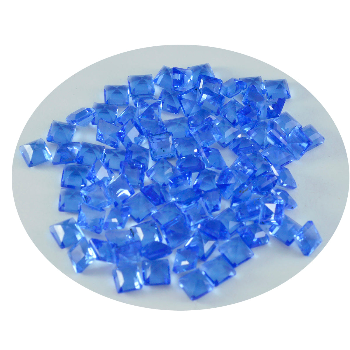 Riyogems 1PC Blue Sapphire CZ Faceted 4x4 mm Square Shape A1 Quality Loose Stone