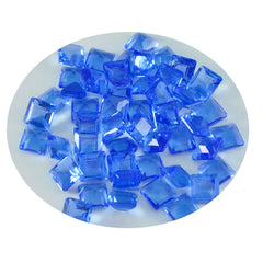 Riyogems 1pc saphir bleu cz facettes 5x5mm forme carrée bonne qualité pierre précieuse en vrac