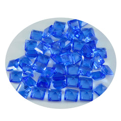 Riyogems 1pc saphir bleu cz facettes 7x7mm forme carrée belles pierres précieuses de qualité