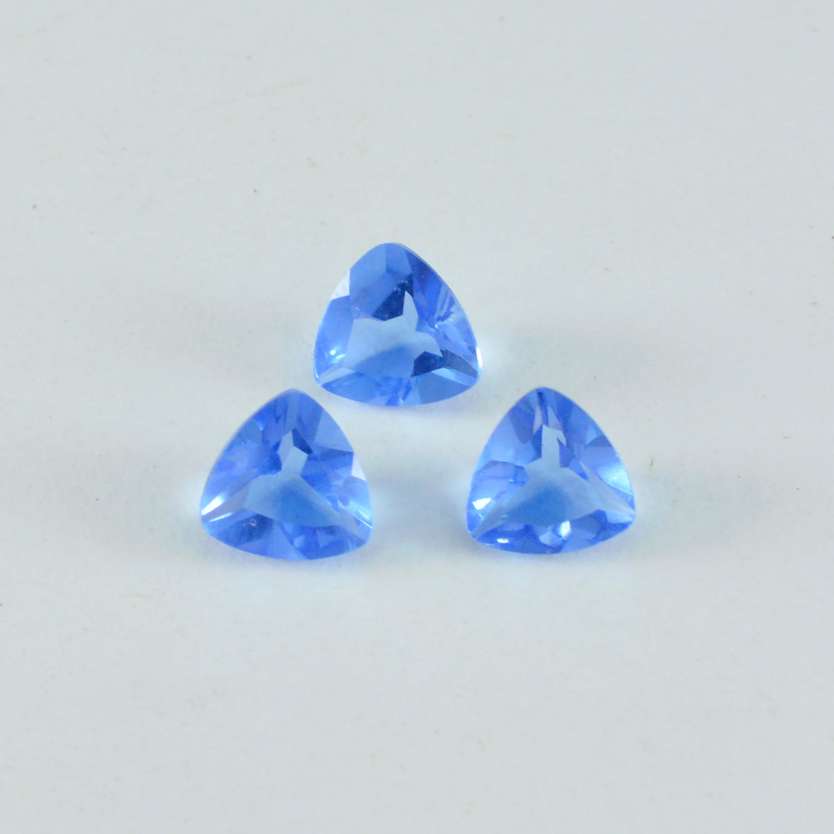 Riyogems 1PC Blue Sapphire CZ Faceted 10x10 mm Trillion Shape superb Quality Gems
