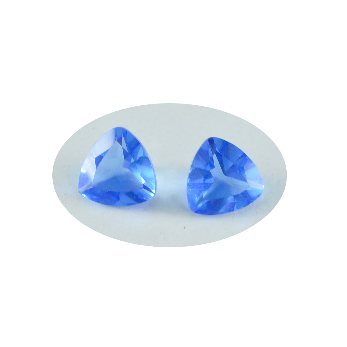 Riyogems, 1 pieza, zafiro azul CZ facetado, 14x14mm, forma de trillón, gemas sueltas de calidad bonitas