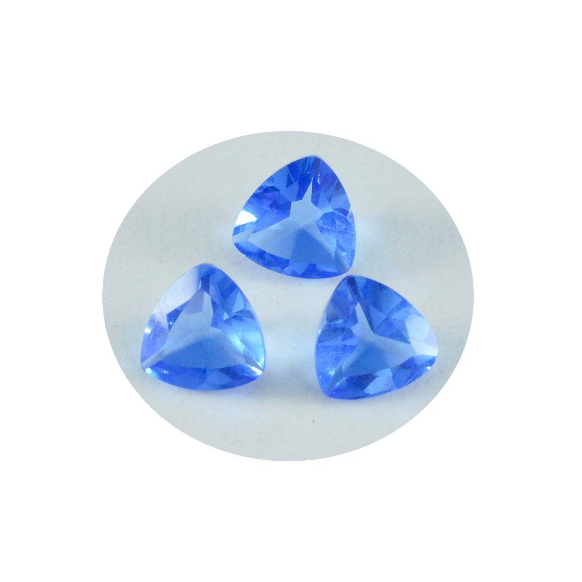 Riyogems 1PC Blue Sapphire CZ Faceted 14x14 mm Trillion Shape cute Quality Loose Gems