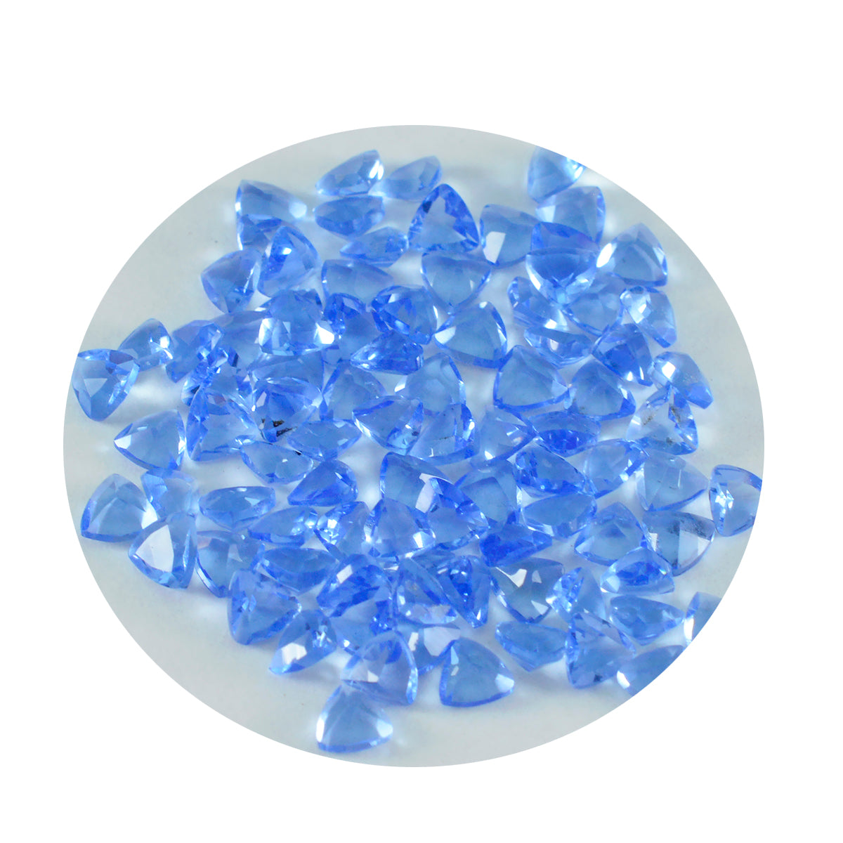 Riyogems 1 pieza de zafiro azul CZ facetado 4x4 mm forma de trillón piedra preciosa de calidad hermosa