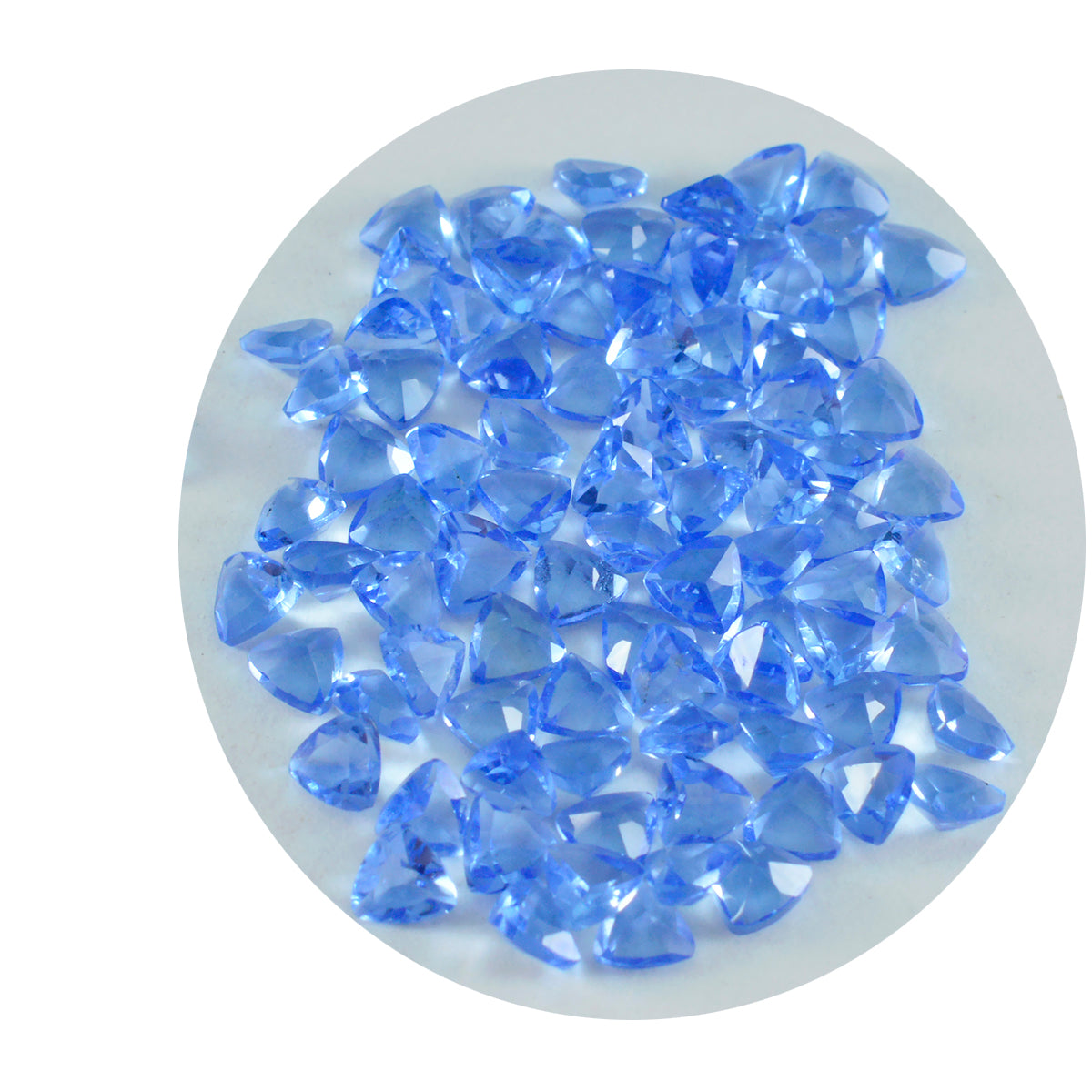 riyogems 1pc zaffiro blu cz sfaccettato 4x4 mm forma trilione pietra preziosa di bella qualità