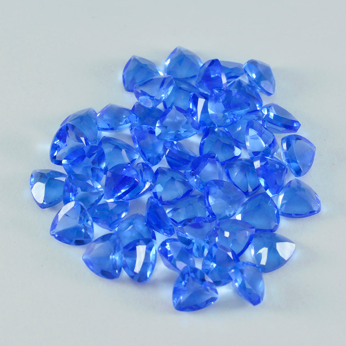Riyogems 1PC Blue Sapphire CZ Faceted 7x7 mm Trillion Shape startling Quality Loose Stone