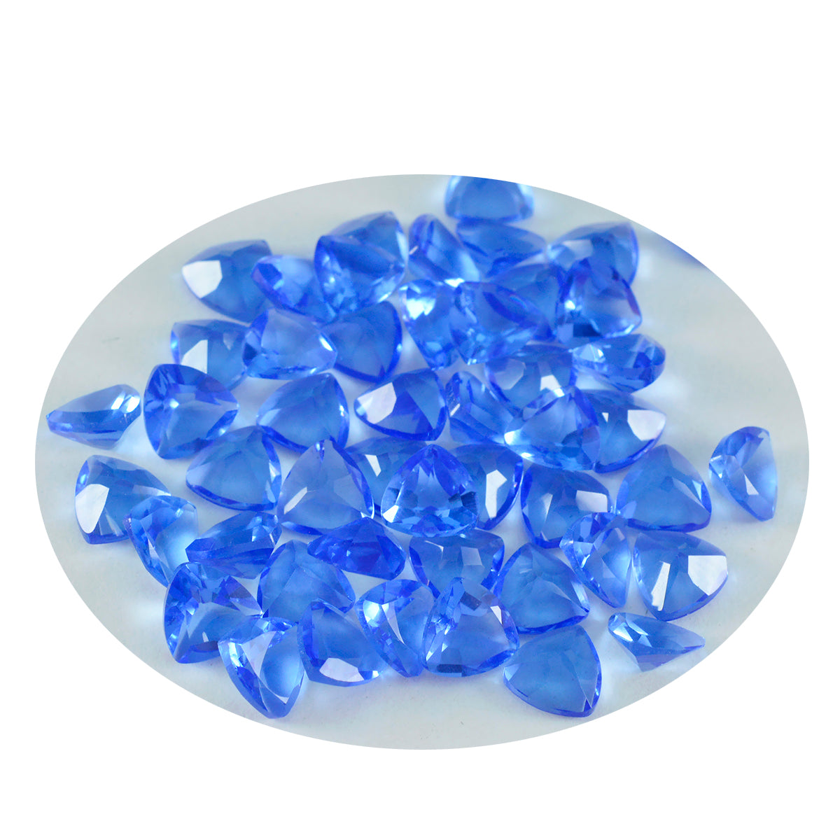 Riyogems, 1 pieza, zafiro azul CZ facetado, 9x9mm, forma de trillón, gema de calidad dulce