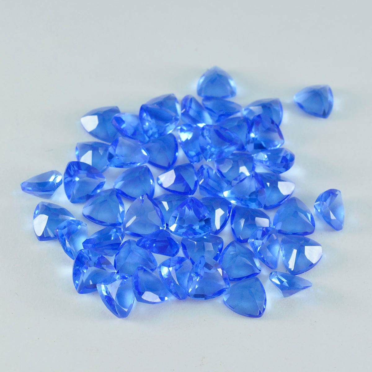 Riyogems 1PC Blue Sapphire CZ Faceted 8x8 mm Trillion Shape wonderful Quality Loose Gemstone