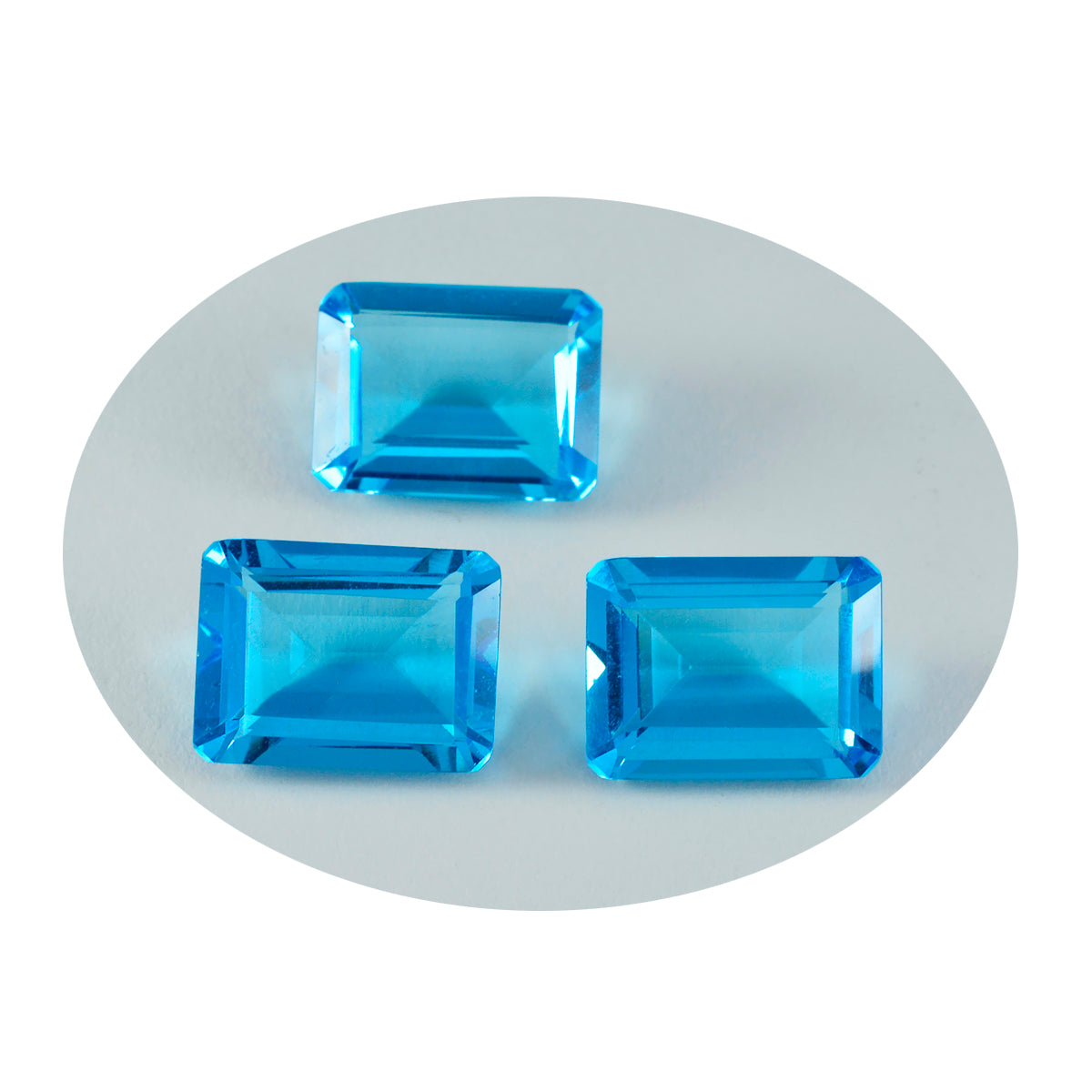 riyogems 1 st blå topas cz fasetterad 12x16 mm oktagonform vacker kvalitetspärla