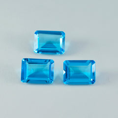 Riyogems 1 Stück blauer Topas, CZ, facettiert, 12 x 16 mm, Achteckform, hübscher Qualitäts-Edelstein