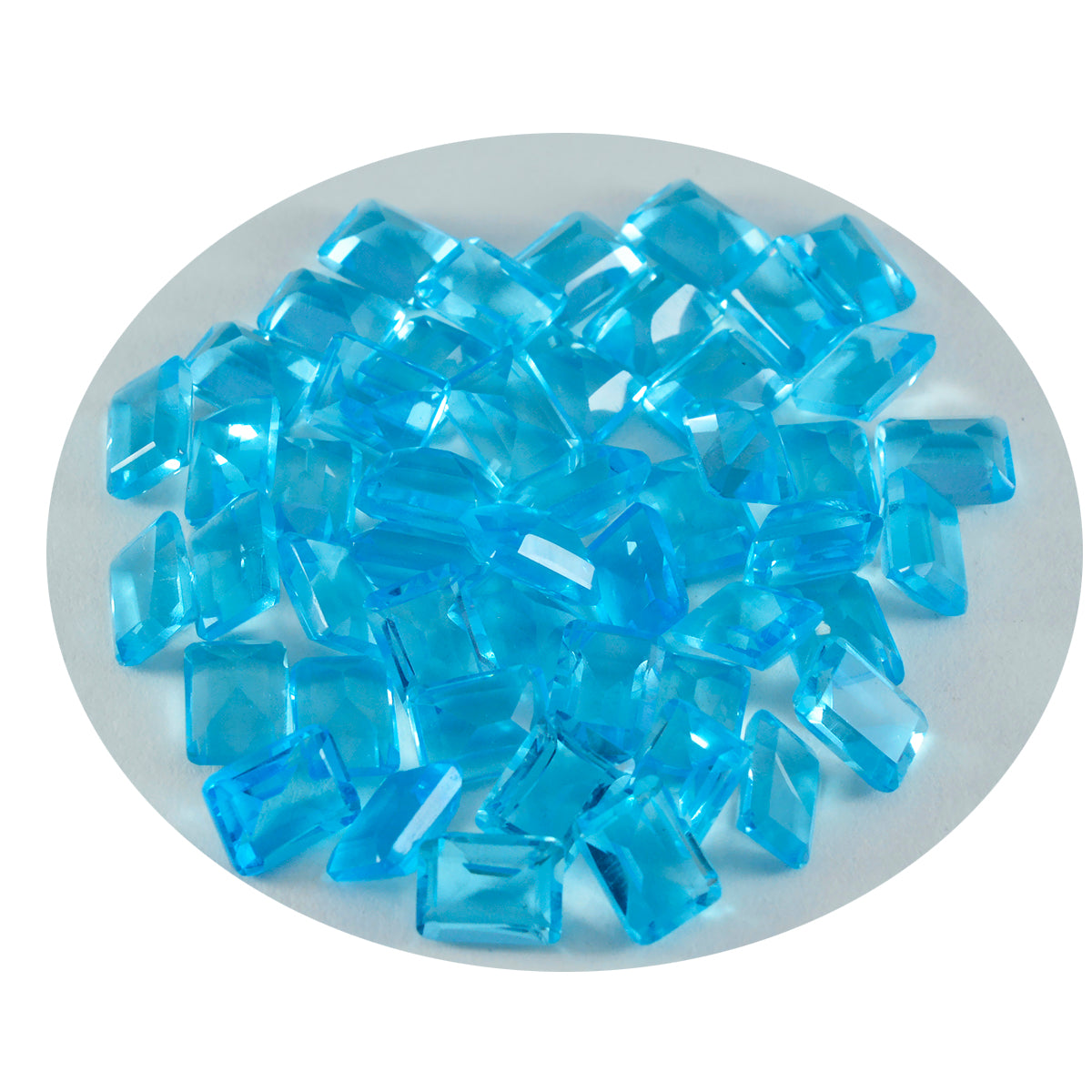 Riyogems 1 pieza de topacio azul CZ facetado 6x8 mm forma octágono A+1 piedra de calidad
