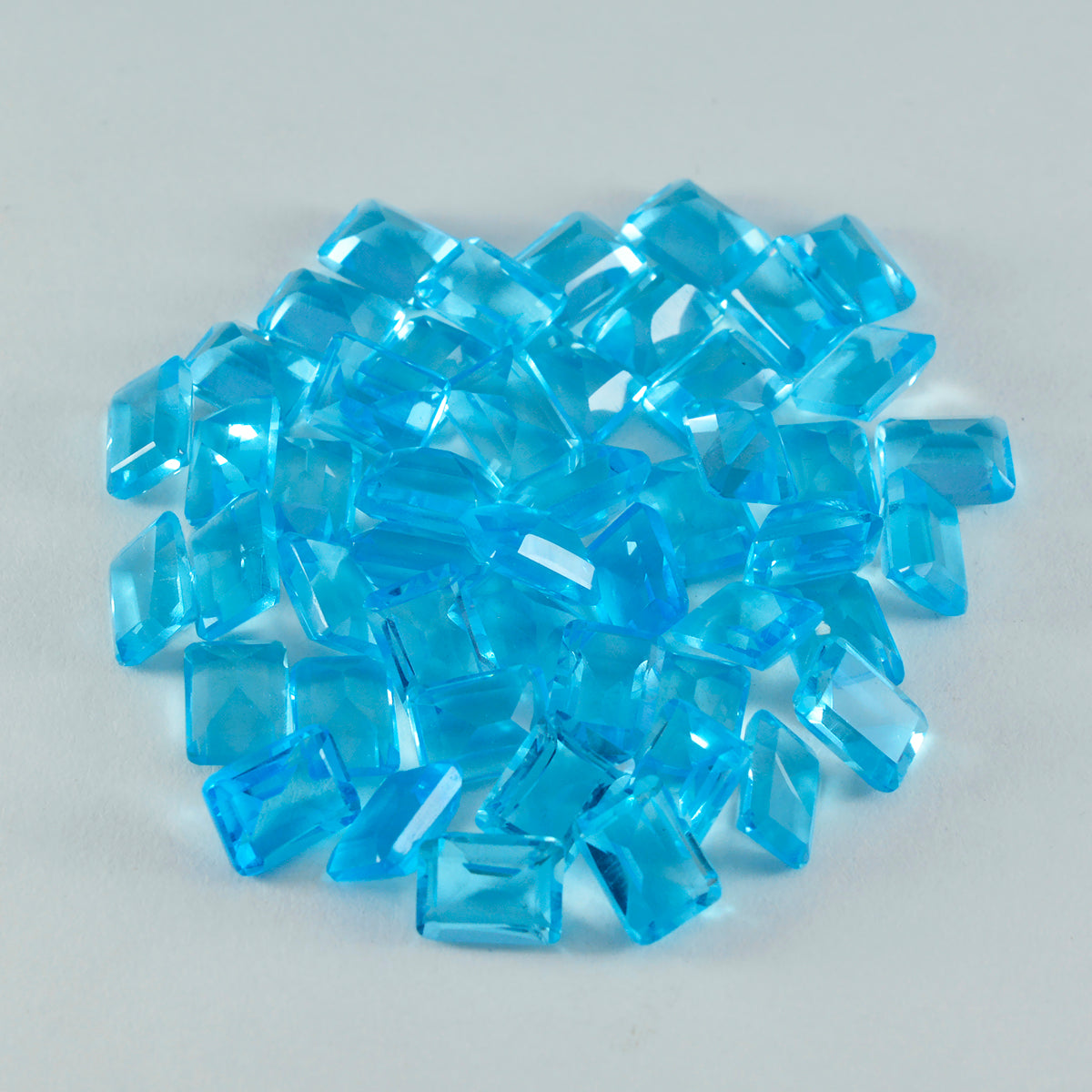 riyogems 1pc ブルー トパーズ CZ ファセット 5x7 mm 八角形 a+ 品質の宝石