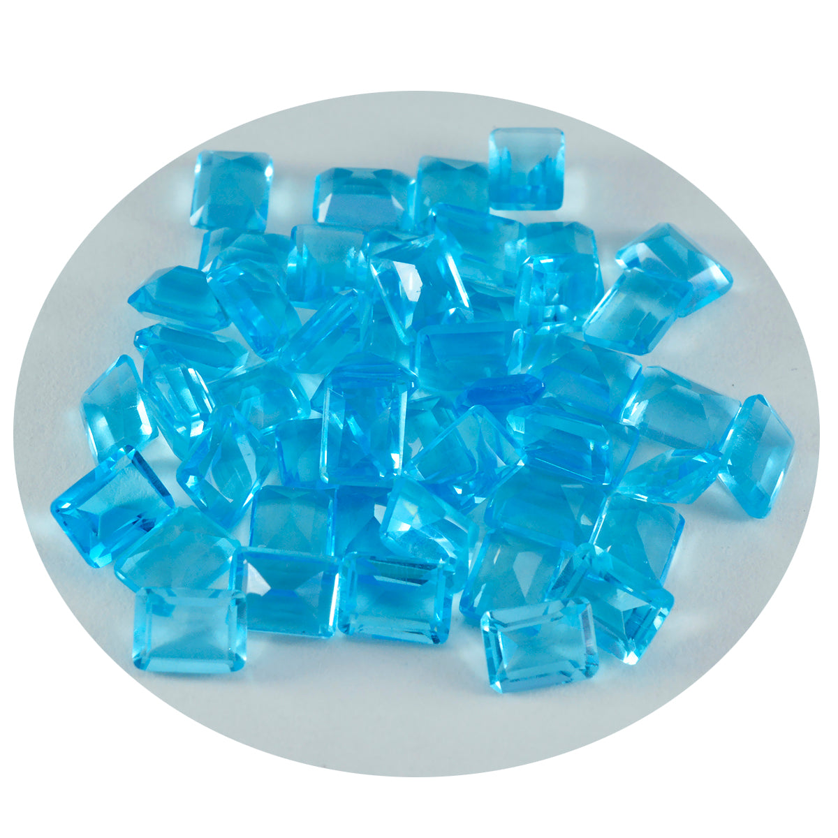 Riyogems 1PC Blue Topaz CZ gefacetteerd 6x8 mm achthoekige vorm A+1 kwaliteitssteen