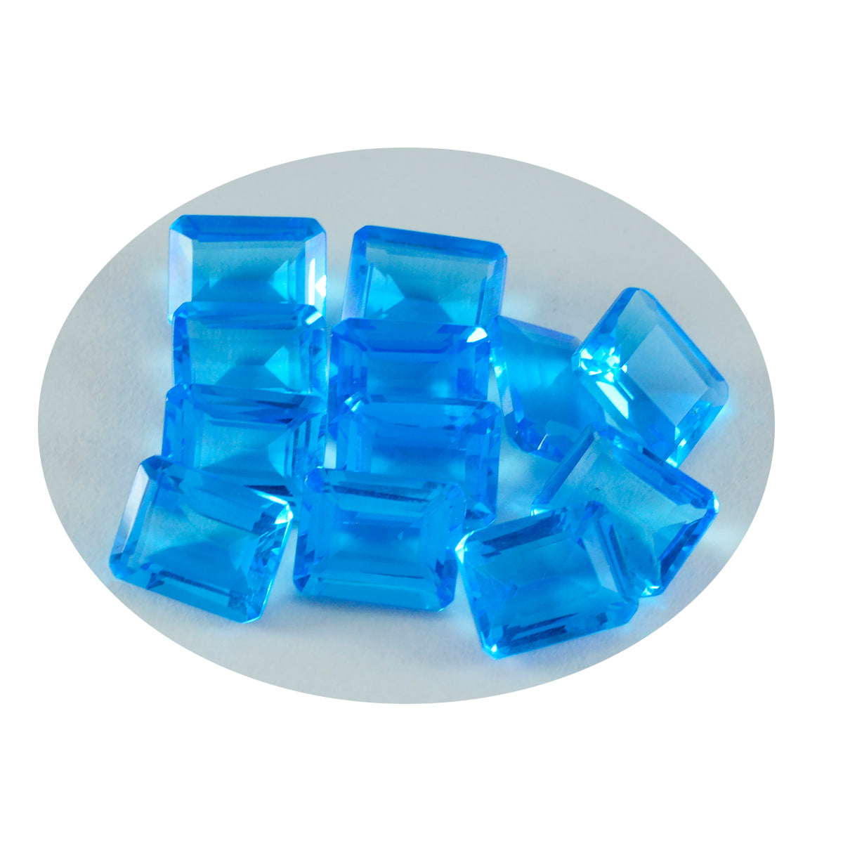 Riyogems 1 pièce topaze bleue cz à facettes 8x10mm forme octogonale bonne qualité pierre précieuse en vrac