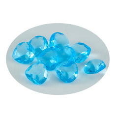 Riyogems 1PC Blue Topaz CZ Faceted 10x10 mm Heart Shape lovely Quality Loose Gemstone