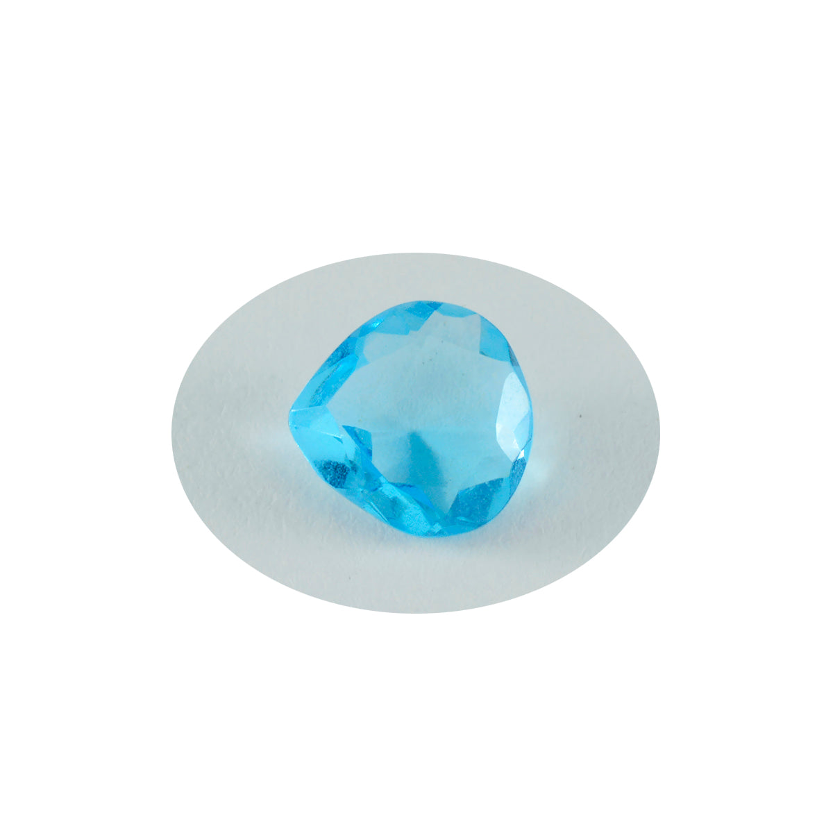 Riyogems 1 Stück blauer Topas, CZ, facettiert, 12 x 12 mm, Herzform, tolle Qualitäts-Edelsteine