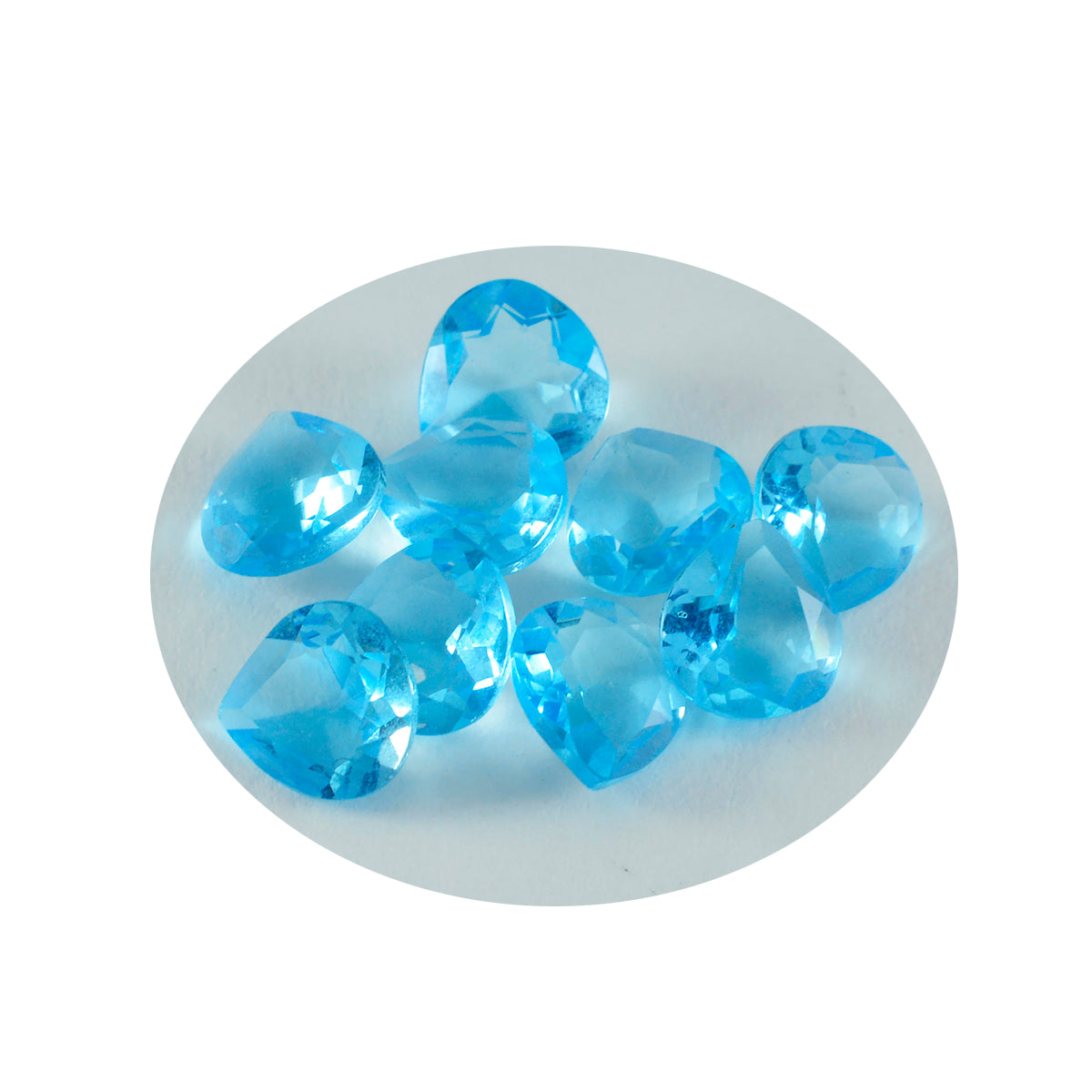 Riyogems 1 Stück blauer Topas, CZ, facettiert, 5 x 5 mm, Herzform, gut aussehender Qualitätsstein
