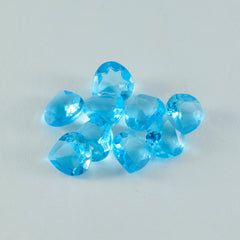 Riyogems 1 Stück blauer Topas, CZ, facettiert, 5 x 5 mm, Herzform, gut aussehender Qualitätsstein