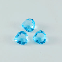 Riyogems 1 Stück blauer Topas, CZ, facettiert, 6 x 6 mm, Herzform, schöner Qualitäts-Edelstein
