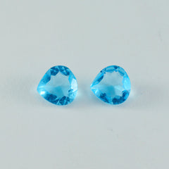 Riyogems 1pc topaze bleue cz facettes 8x8mm forme de coeur jolie qualité pierres précieuses en vrac