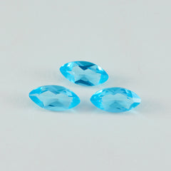 Riyogems 1 Stück blauer Topas, CZ, facettiert, 10 x 20 mm, Marquise-Form, A+-Qualität, loser Stein