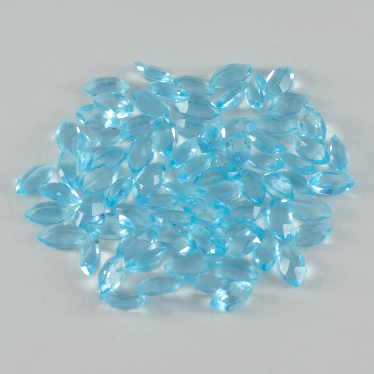 Riyogems 1PC Blue Topaz CZ Faceted 2x4 mm Marquise Shape superb Quality Loose Stone