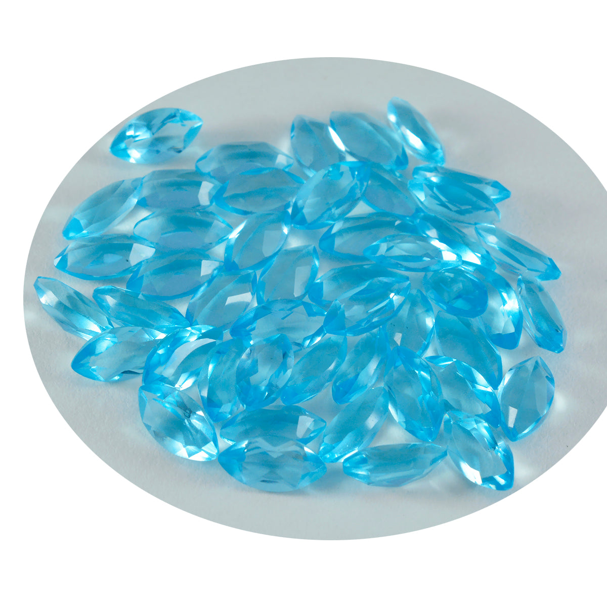 Riyogems 1pc topaze bleue cz facettes 5x10mm forme marquise pierres précieuses de qualité incroyable