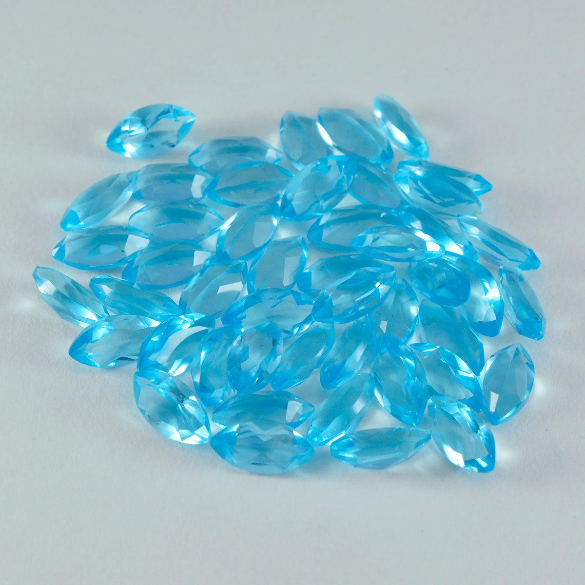 Riyogems 1PC Blue Topaz CZ Faceted 5x10 mm Marquise Shape amazing Quality Gems
