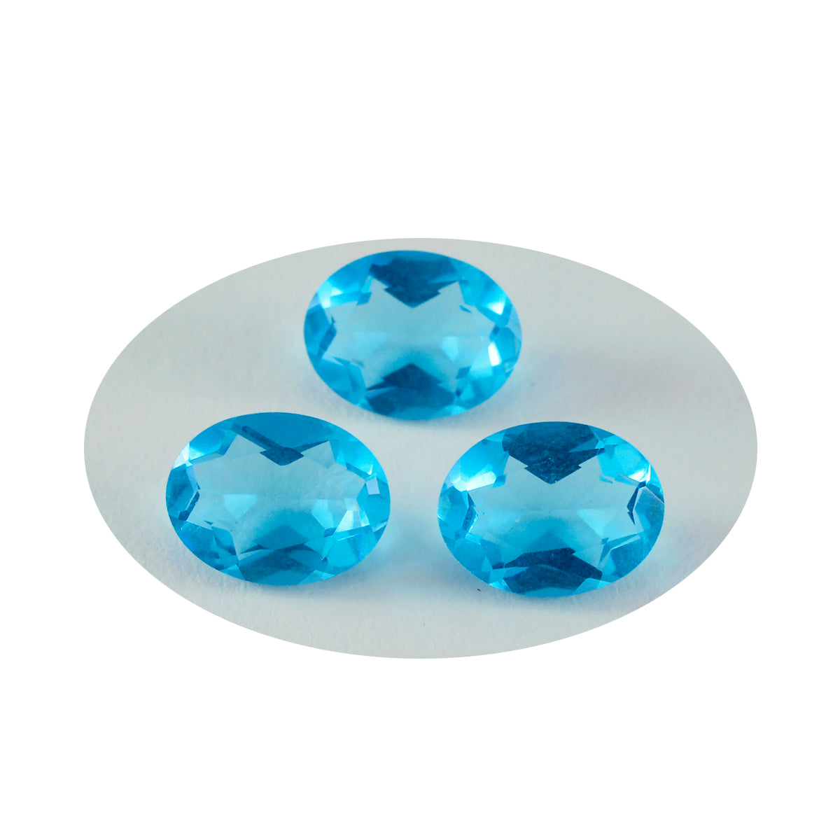 Riyogems 1 pièce topaze bleue cz à facettes 10x12mm forme ovale belle qualité pierre en vrac