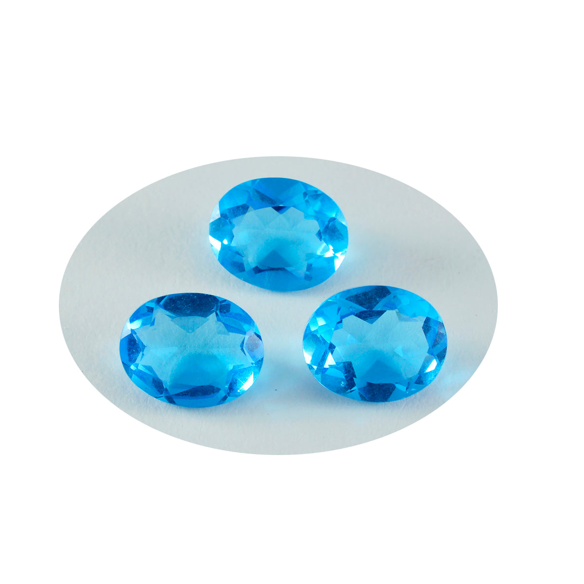 Riyogems 1 pieza topacio azul CZ facetado 12x16 mm forma ovalada bonita gema de calidad