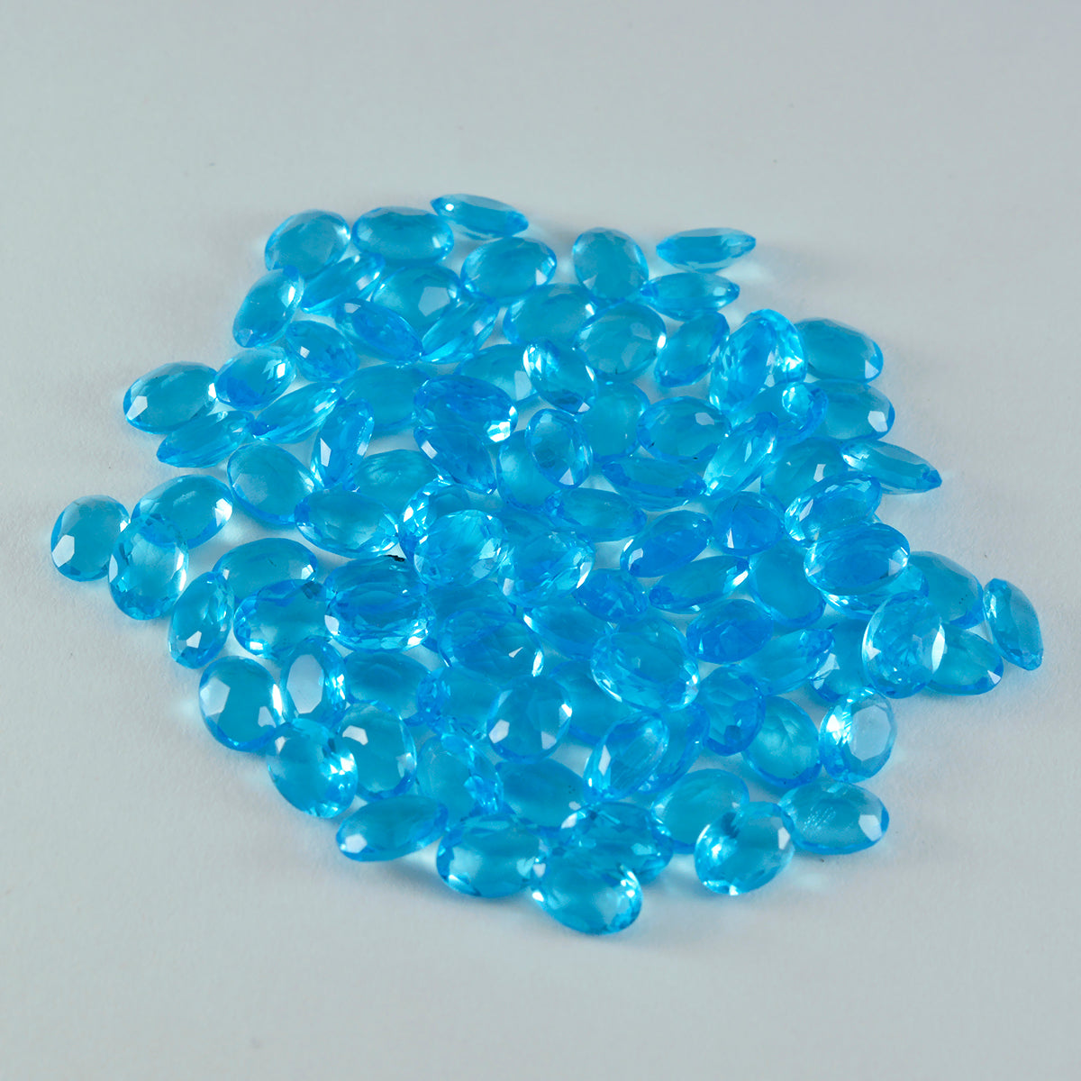 Riyogems 1PC Blue Topaz CZ Faceted 3x5 mm Oval Shape A+1 Quality Loose Gemstone