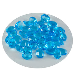 Riyogems 1 Stück blauer Topas, CZ, facettiert, 4 x 6 mm, ovale Form, A1-Qualitäts-Edelstein
