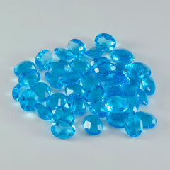 Riyogems 1 Stück blauer Topas, CZ, facettiert, 4 x 6 mm, ovale Form, A1-Qualitäts-Edelstein