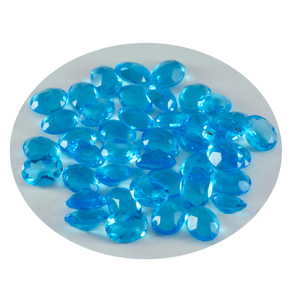Riyogems 1pc topaze bleue cz facettes 5x7mm forme ovale pierres précieuses de bonne qualité