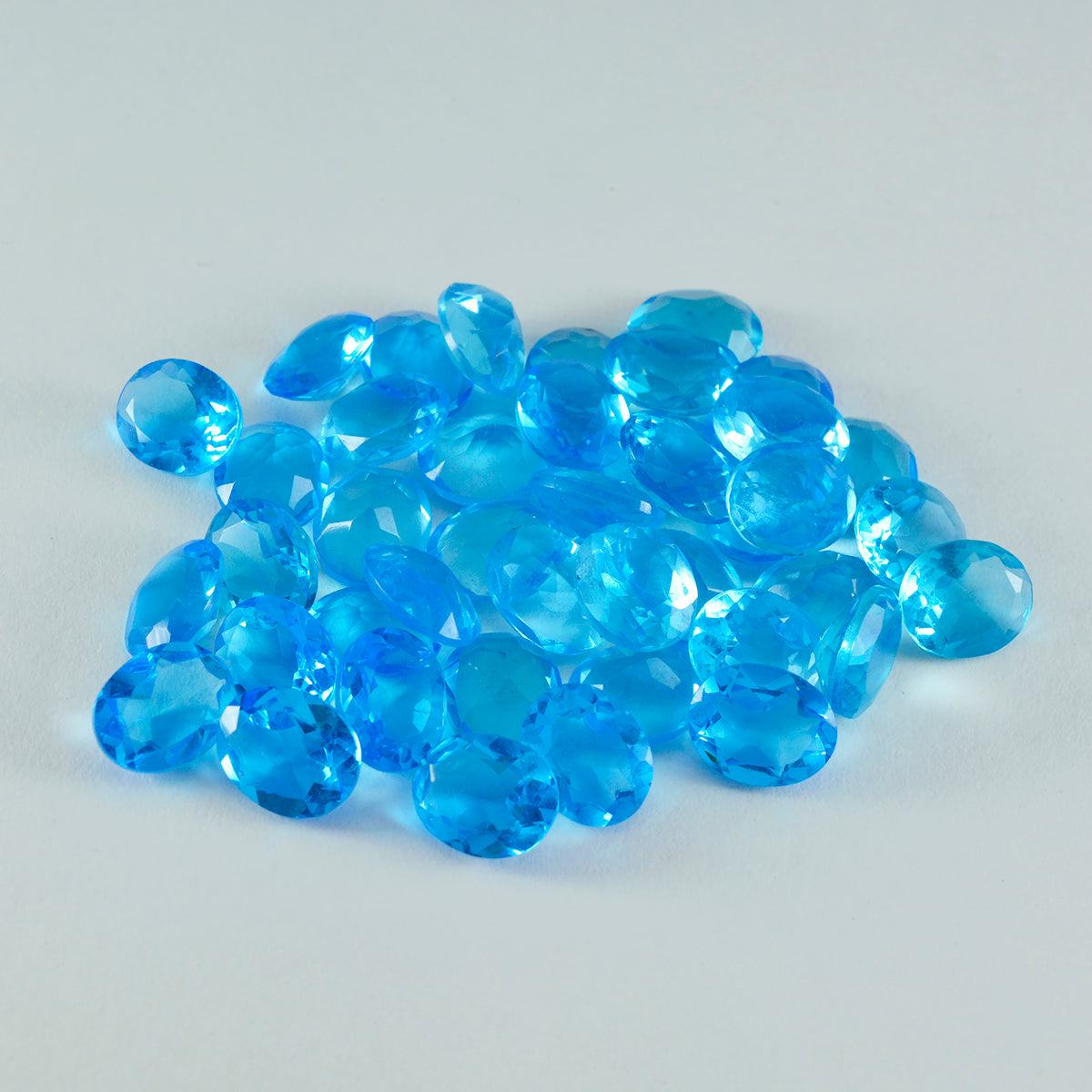 Riyogems 1 pieza de topacio azul CZ facetado 7x9 mm forma ovalada hermosa piedra preciosa de calidad